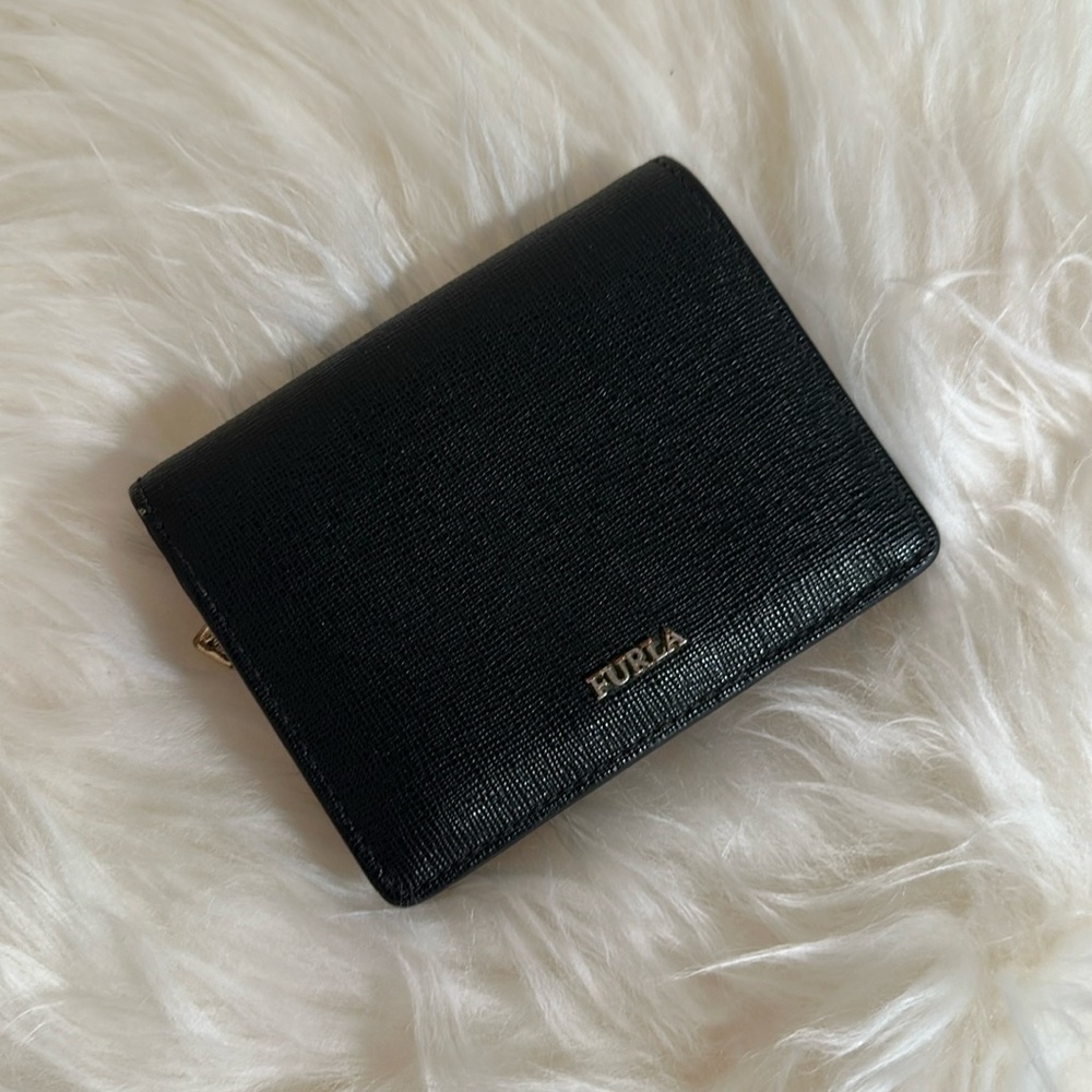 FURLA Black Leather Bifold Wallet